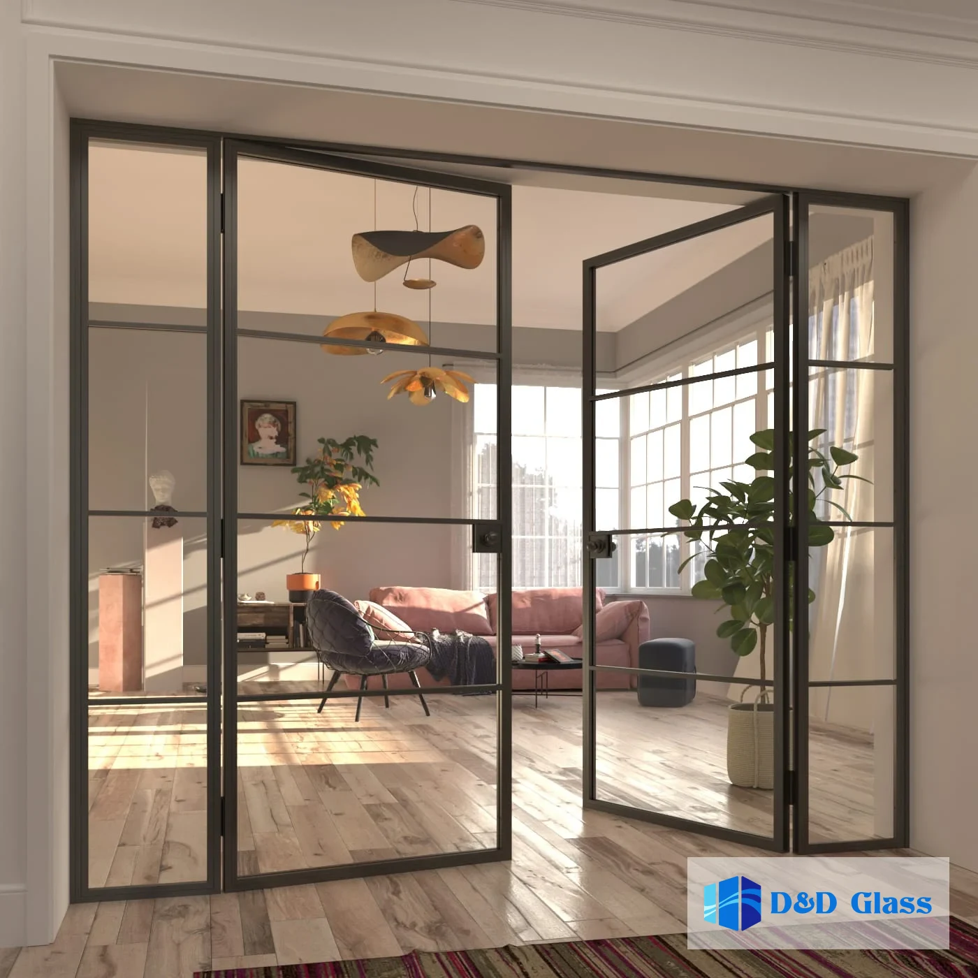 pintu kaca tempered linear
