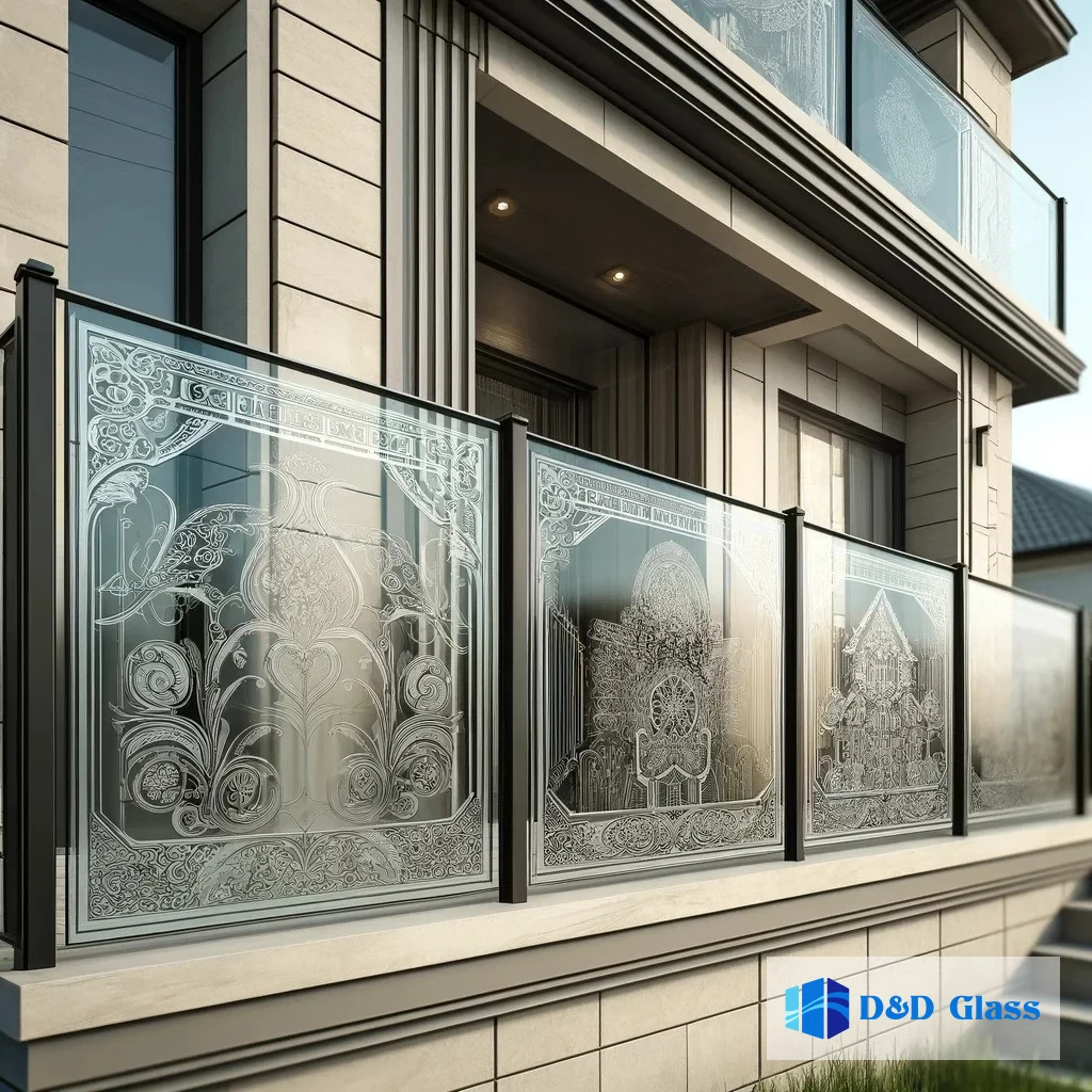 balkon kaca tempered artistik motif
