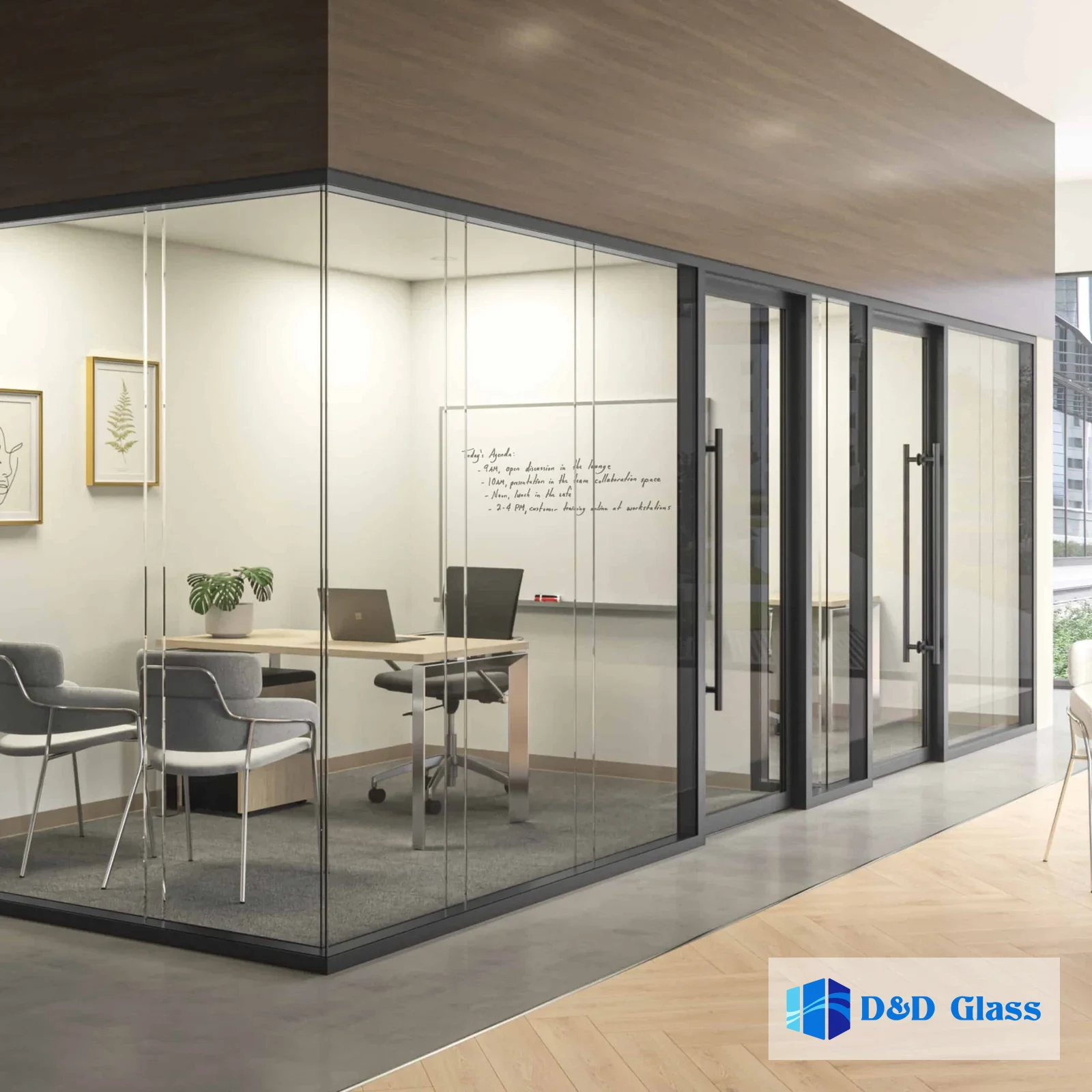 partisi tempered glass solid frame