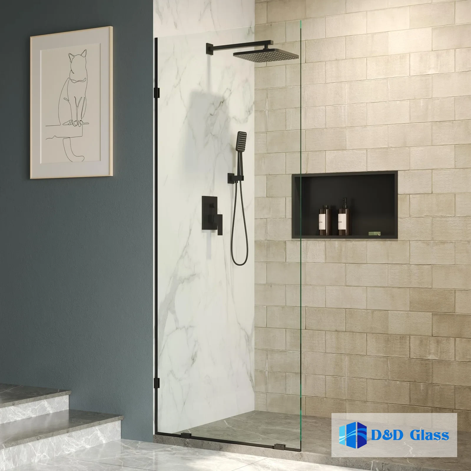shower kaca simpel tanpa frame