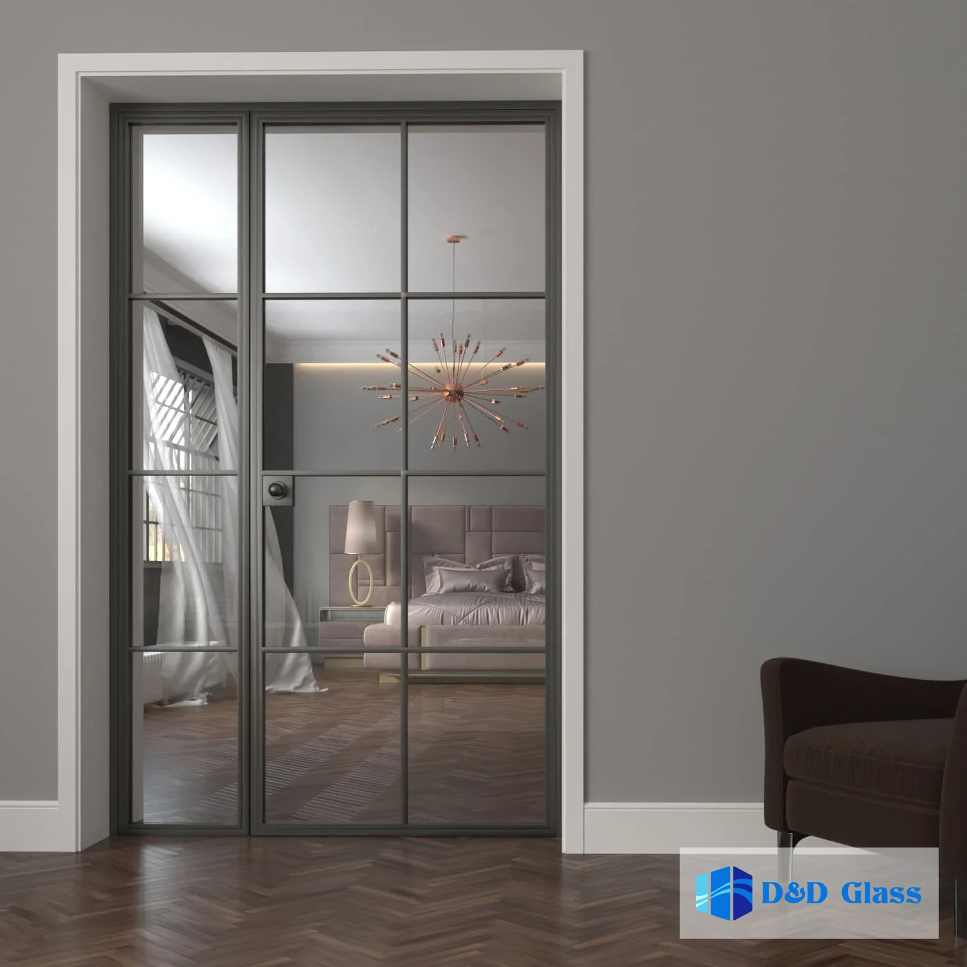 pintu kaca gesere frame almunium