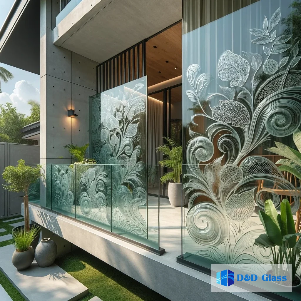 Balkon kaca motif tribal